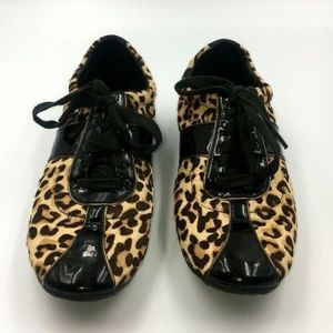 Cole Haan Leopard Animal Lace Up Shoes 6 1/2